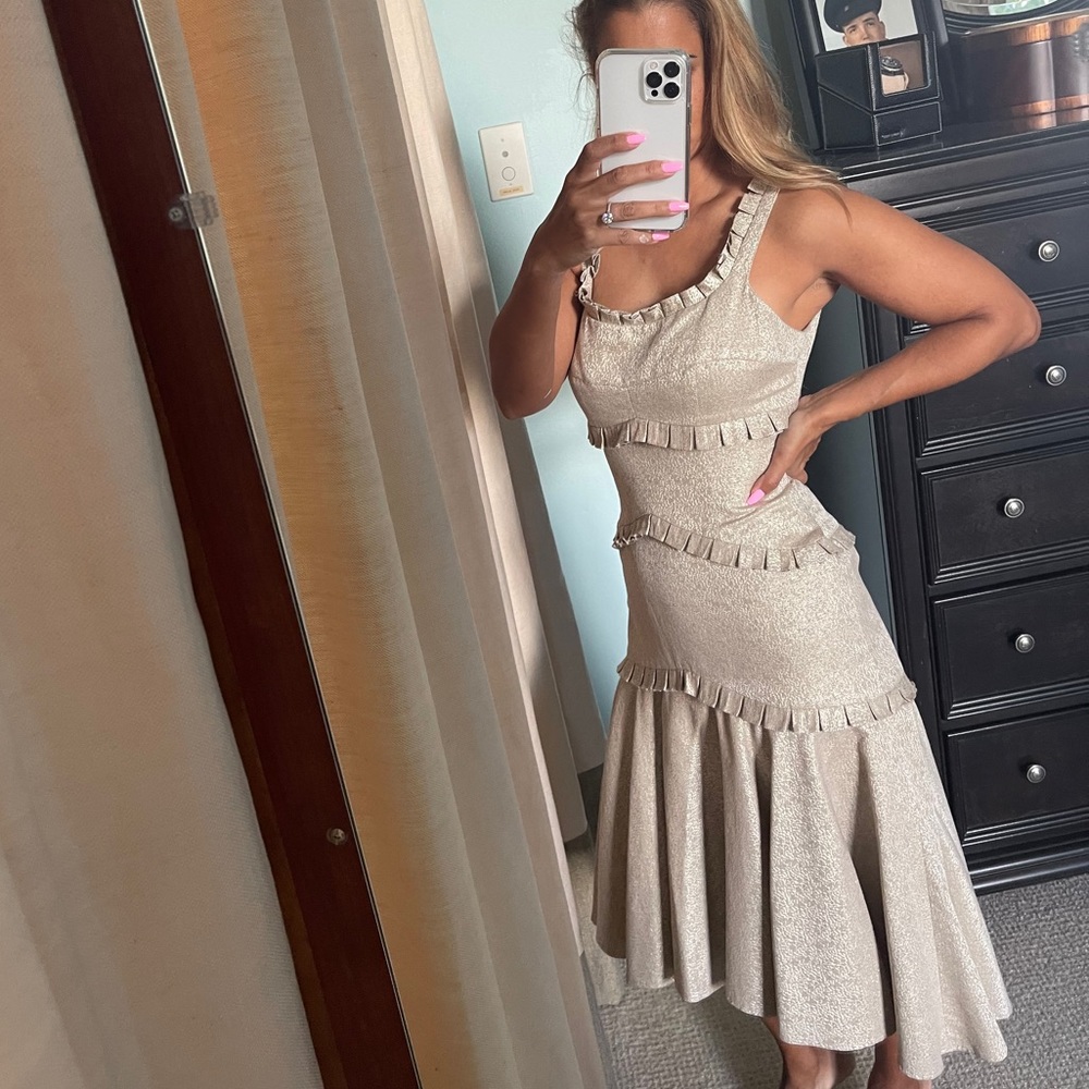 Gold Formal long Dress 4 ROSS MAYER prom wedding